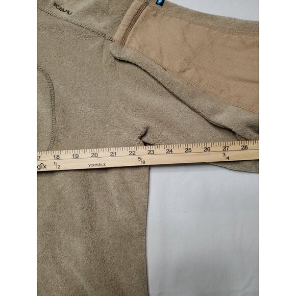 Kavu Fleece Jacket Mens Large Tan Full Zip Zip Chest Pocket Canvas Elbow Patches - Picture 7 of 11